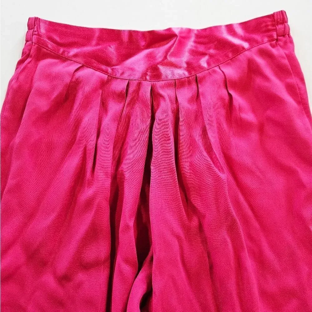 Vintage Forenza 80s Retro Fuchsia Satin Oversized Duster Yoked Waist Pant Set 10